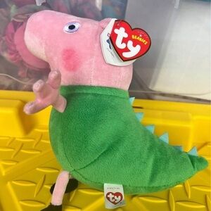 TY Beanie mr., dinosaur beanie baby UK exclusive, Peppa Pig themed mint tag